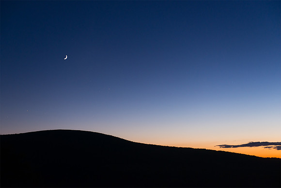 Waxing Crescent Moon Over Acadia